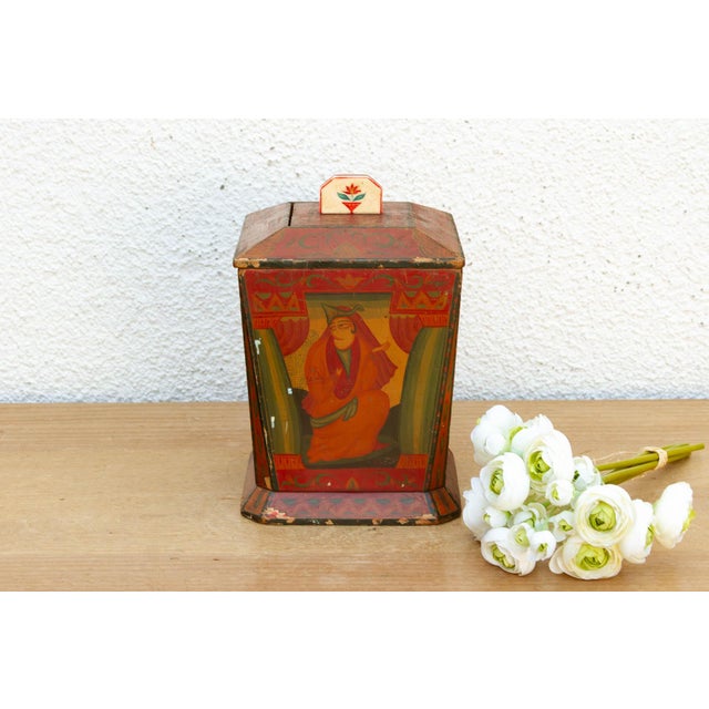 Handpainted Kashmiri Wood Tea Caddy For Sale - Image 10 of 10