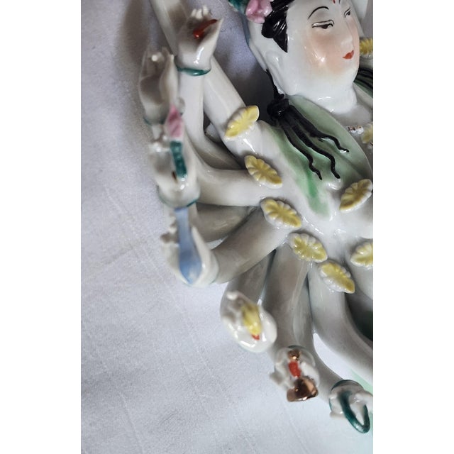 Mid 20th Century Chinese 1000 Hand Statue Hand Painted Asian Figurine Decor For Sale - Image 4 of 10