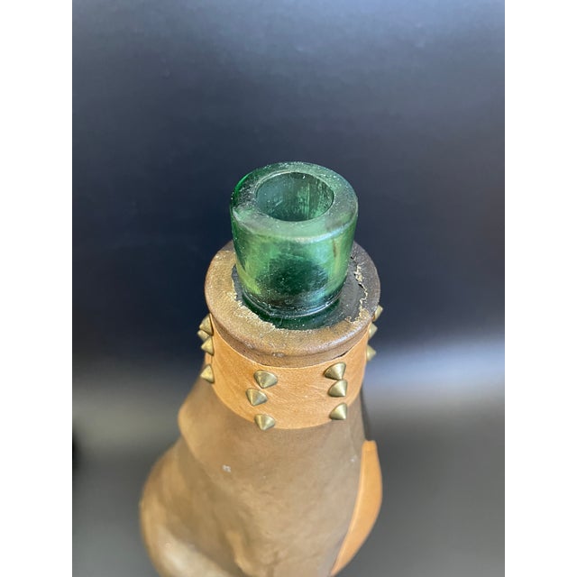 Brown Vintage Italian Leather Wrapped Glass Hound Dog Decanter For Sale - Image 8 of 12