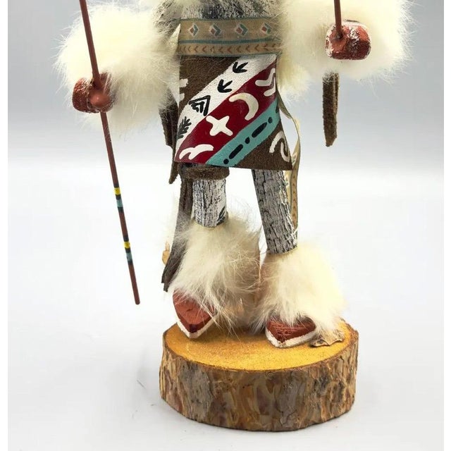 Wood Dynamic Hand-Carved Navajo "White Wolf" Kachina Doll – Gilbert Ortega Gallery For Sale - Image 7 of 10