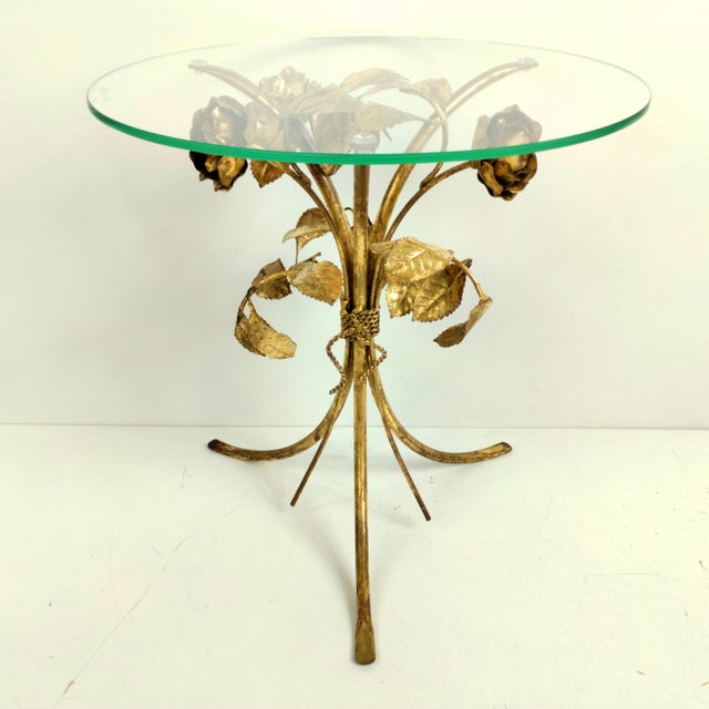 Vintage Hollywood Regency Metal Rose Side Table by Hans Kogl, 1970s For Sale - Image 13 of 13