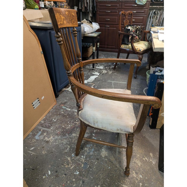 Transitional 1930s Inlay Arm Chair For Sale - Image 3 of 11