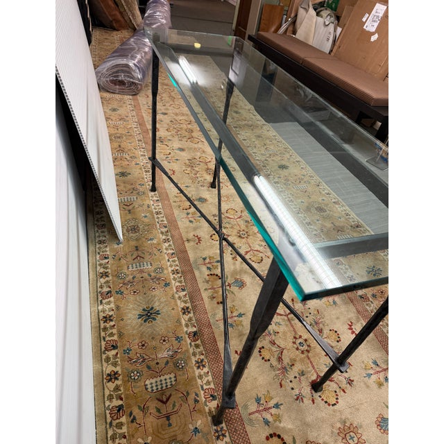 Iron & Tempered Glass Console Table, in the Style of Giametti For Sale - Image 9 of 12