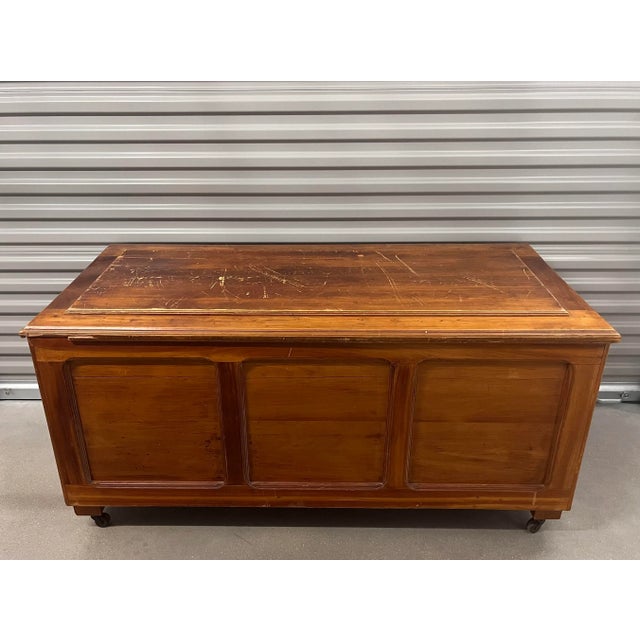 Large Vintage Wood Trunk or Chest For Sale - Image 13 of 13