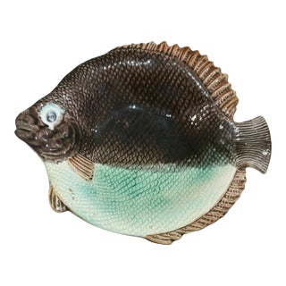Antique Majolica Fish Plate For Sale