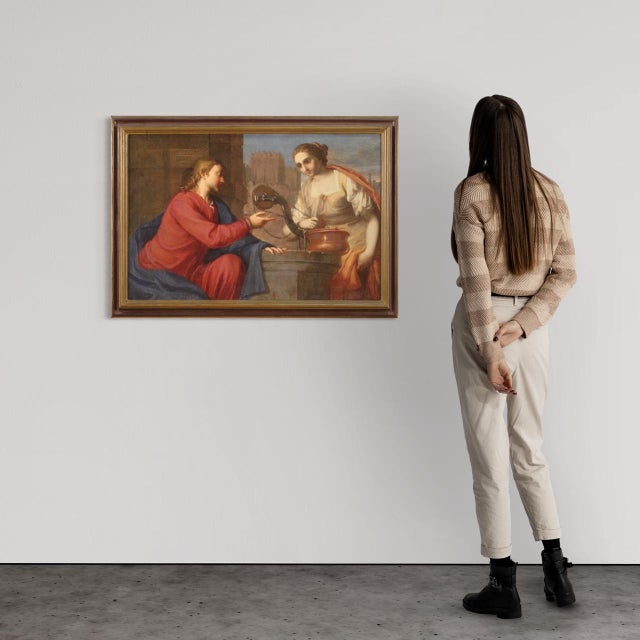 Italian School Artist, Jesus and the Samaritan Woman at the Well, 1600s, Oil on Canvas For Sale - Image 15 of 16