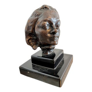 Small Bronze Sculpture Cast Head After Rodin "Petite tete au nez retrousse" For Sale