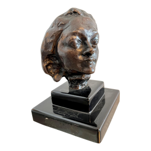 Small Bronze Sculpture Cast Head After Rodin "Petite tete au nez retrousse"