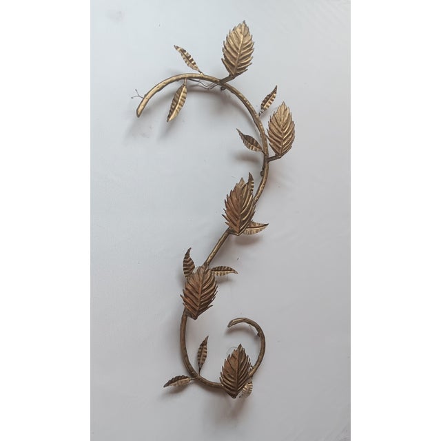 Golden Metal Branch with Leaves Wall Lamp, 1950s For Sale - Image 6 of 9