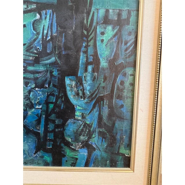 Yosl Bergner, Israeli Expressionist Oil Painting Yosl Bergner Modernist Abstract Composition, 1961 For Sale - Image 12 of 13