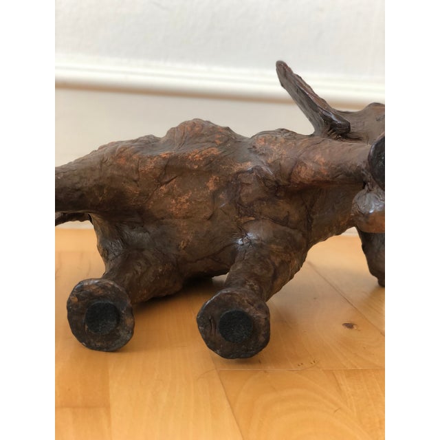 Vintage Handcrafted Leather Elephant Statue For Sale - Image 9 of 9