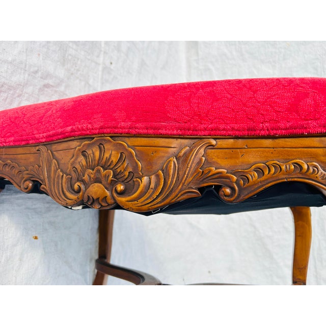 Red 90's Vintage French Style Red Upholstery Footstool For Sale - Image 8 of 8