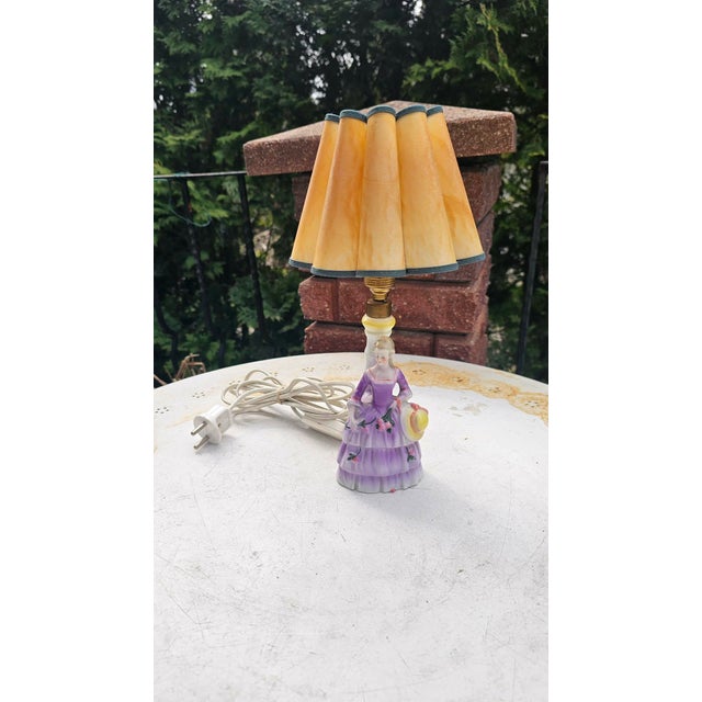 Art Deco Porcelain Lady with Flowers Lamp, 1920s For Sale - Image 12 of 12