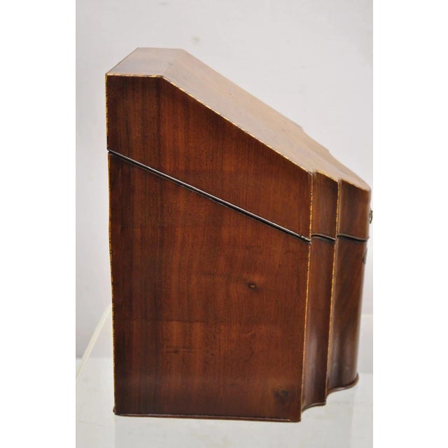 Brown Antique George III Georgian Mahogany & Satinwood Inlay Buffet Knife Box For Sale - Image 8 of 11