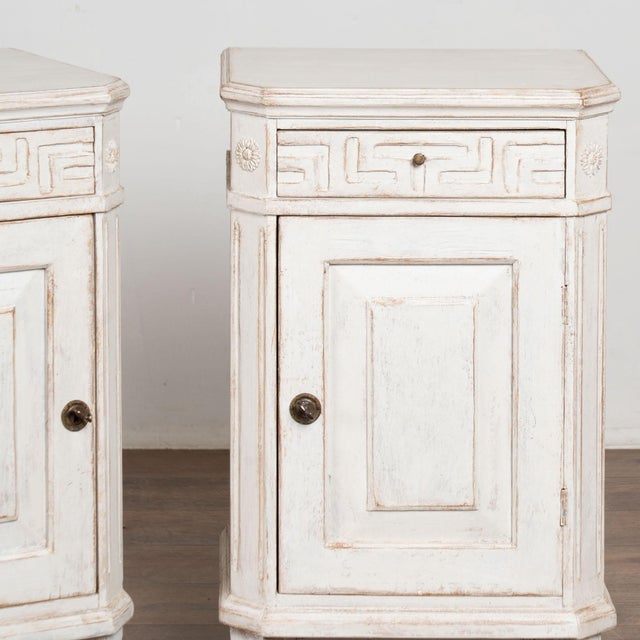 Wood Early 20th Century Swedish White Nightstands, Pair For Sale - Image 7 of 12