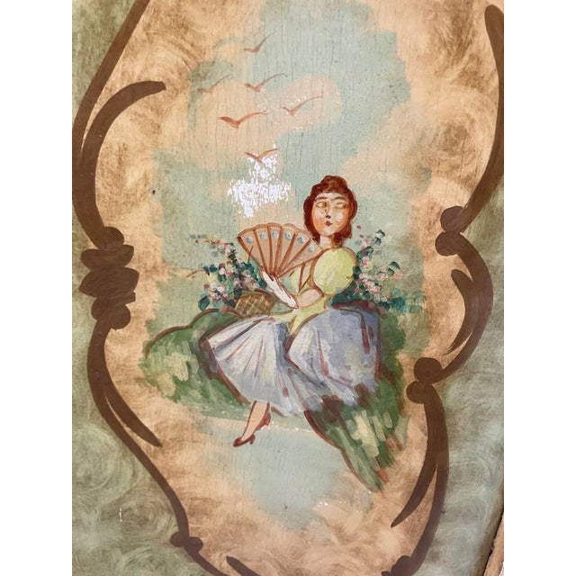 Traditional Antique 1920's Marble Topped Chest of Drawers / NIghtsand, French Revival, Hand Painted, Hand Carved Wood For Sale - Image 3 of 9