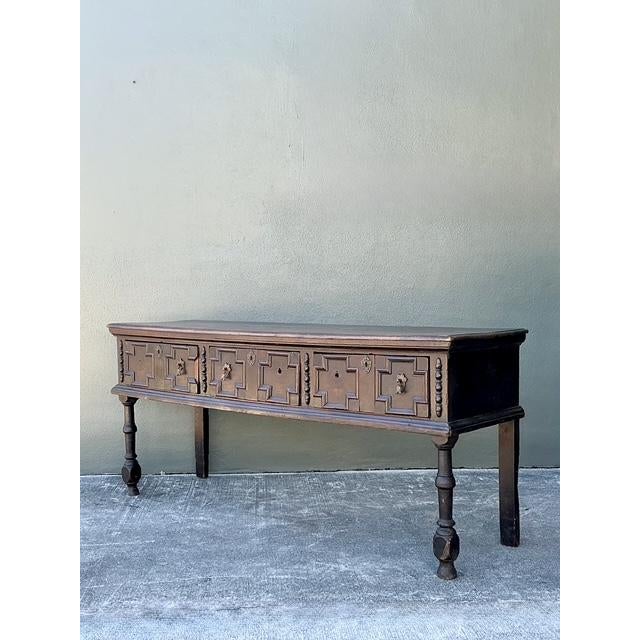 Wood Vintage 18th Century Carved Jacobean Console Table For Sale - Image 7 of 12