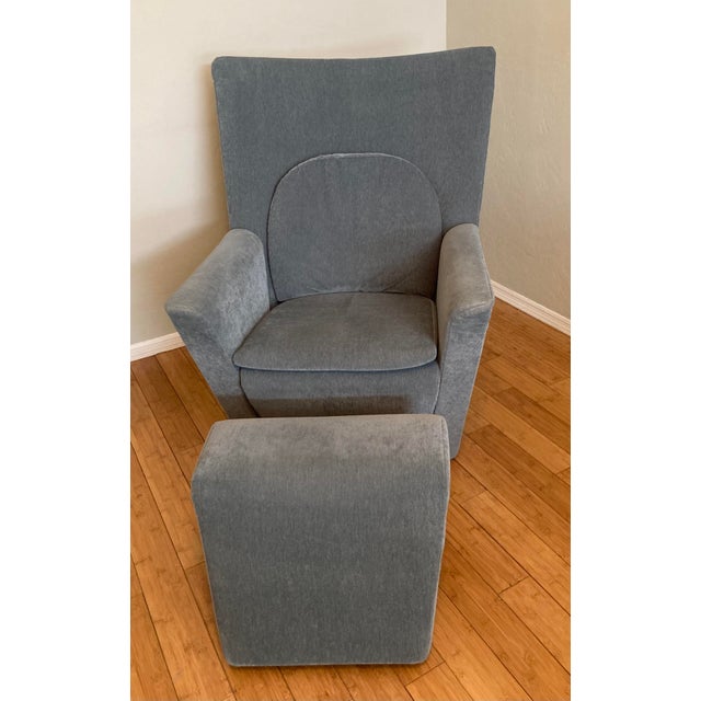 1990s Modern Comfortable Chair & Ottoman For Sale - Image 10 of 14