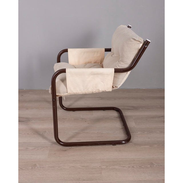 Vintage Scandinavian Metal and Fabric Armchair, 1970s For Sale - Image 4 of 10