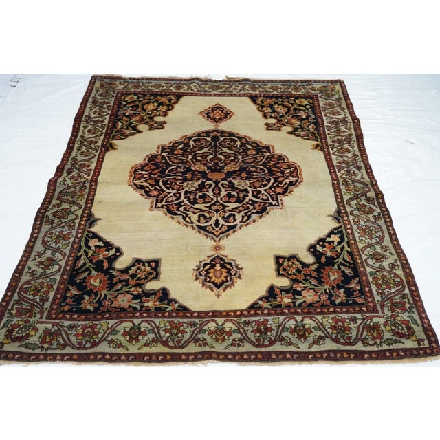 Late 18th Century Antique Sarouk Rug 4'2'' x 5'10'' For Sale - Image 9 of 11