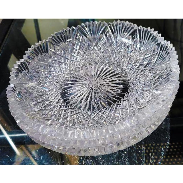 Late 19th Century Cut Crystal American Brilliant Sawtooth Fan & Diamond Glass Dishes - Lot of 4 For Sale - Image 5 of 5