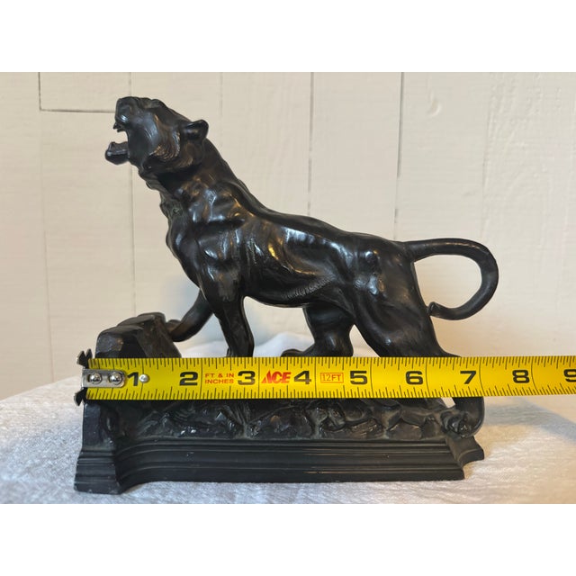 1920s Art Deco “Roar of the Tiger” Ronson Bookend Sculpture For Sale - Image 11 of 12
