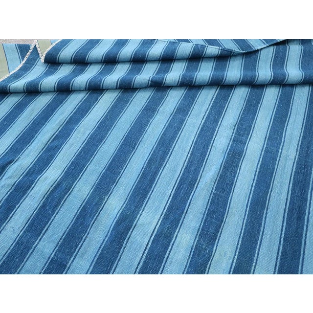 Blue Galerie Shabab Collection Mid-20th Century Indian Flatweave Dhurrie Carpet For Sale - Image 8 of 8