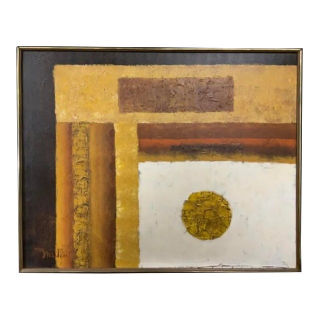Mid Century Geometric Abstract Impasto Painting For Sale