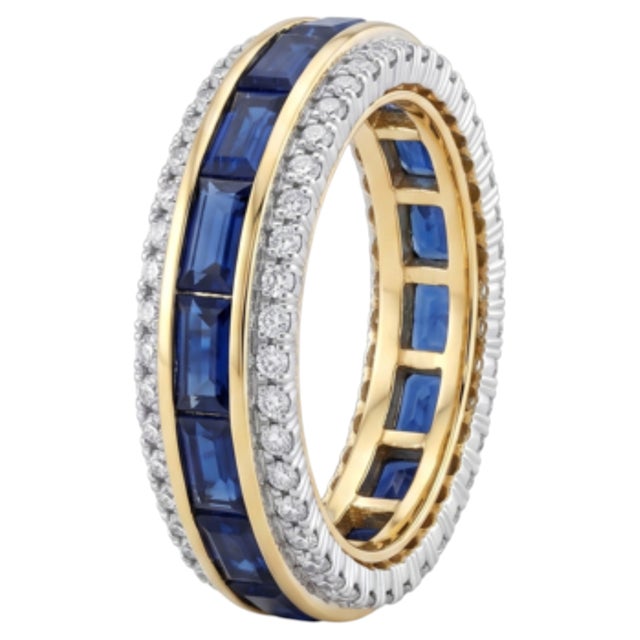 Natural Blue Sapphire 1.20cts & Diamond 0.40cts Ring in 18k Gold For Sale - Image 4 of 8