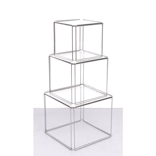 Isocele Chrome Nesting Tables by Max Sauze, 1970s, Set of 3 For Sale - Image 10 of 11