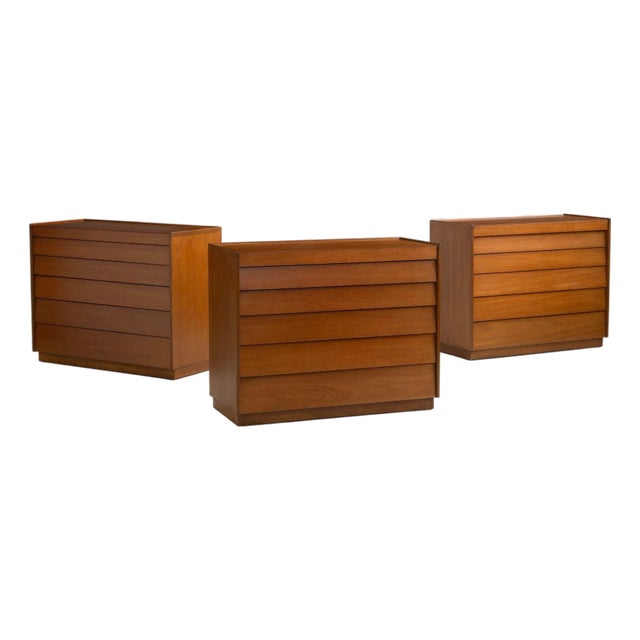 Edward Wormley for Dunbar Set of Three Louver Drawer Dressers For Sale
