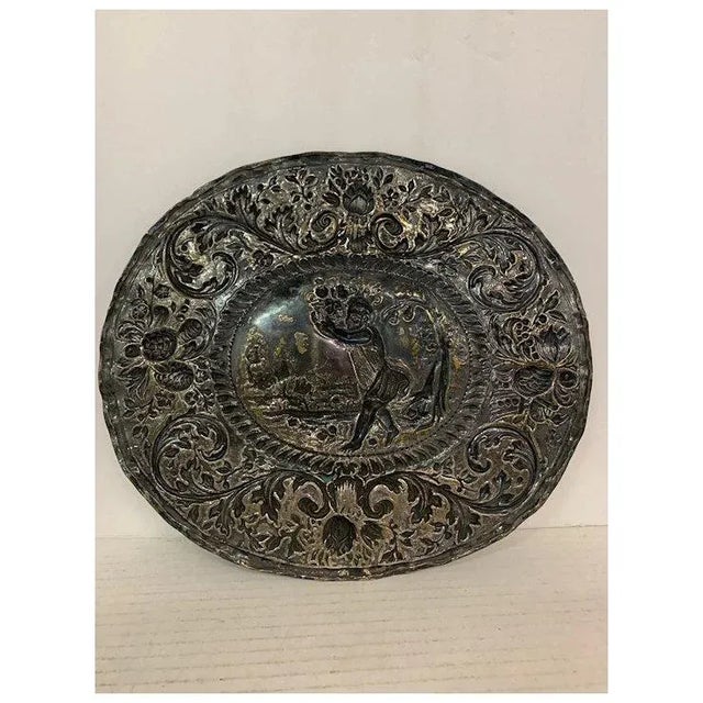 Late 20th Century Late 20th Century Embossed Silver On Copper Plaque For Sale - Image 5 of 7