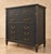 American Vintage “By Drexel” Solid Wood Highboy Dresser | Charcoal Blue & Gold For Sale - Image 3 of 8