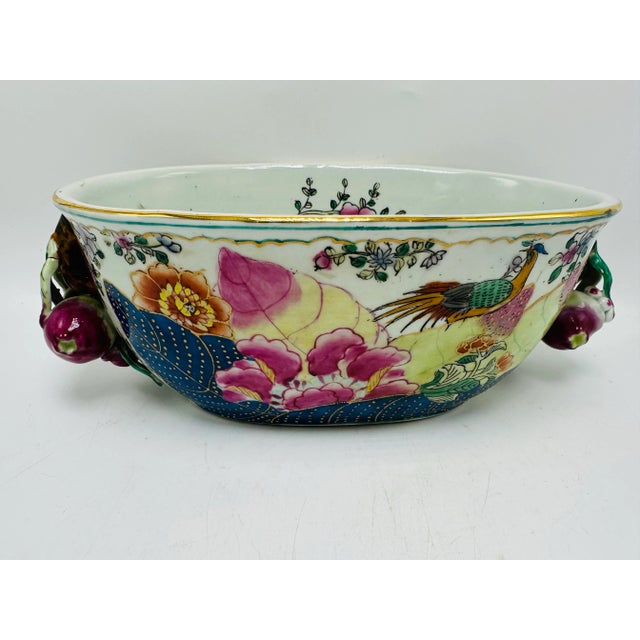 Alabaster Tobacco Leaf Vintage Chinoiserie Bowl For Sale - Image 8 of 9
