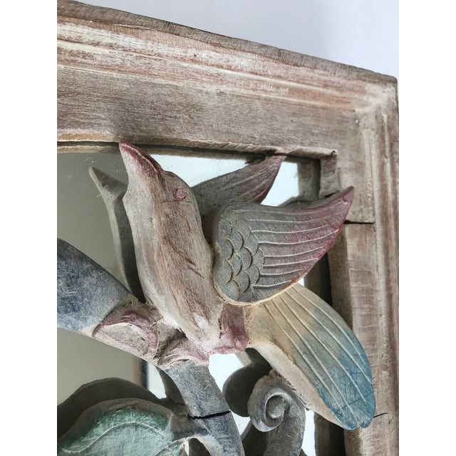Hand Carved Wood Mirror With Birds Chairish