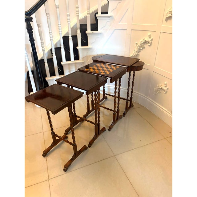 Antique Regency Rosewood Nest of Four Tables with Integrated Chess Table, 1830, Set of 4 For Sale - Image 13 of 18