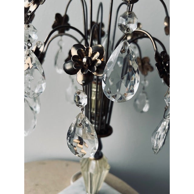 Art Deco A Pair of Vintage Hollywood Regency Glass Table Lamp Waterfall Lamp Prism Glass Tear Drop Pendant Light Italianate Home Decor 1960s 1970s For Sale - Image 3 of 6