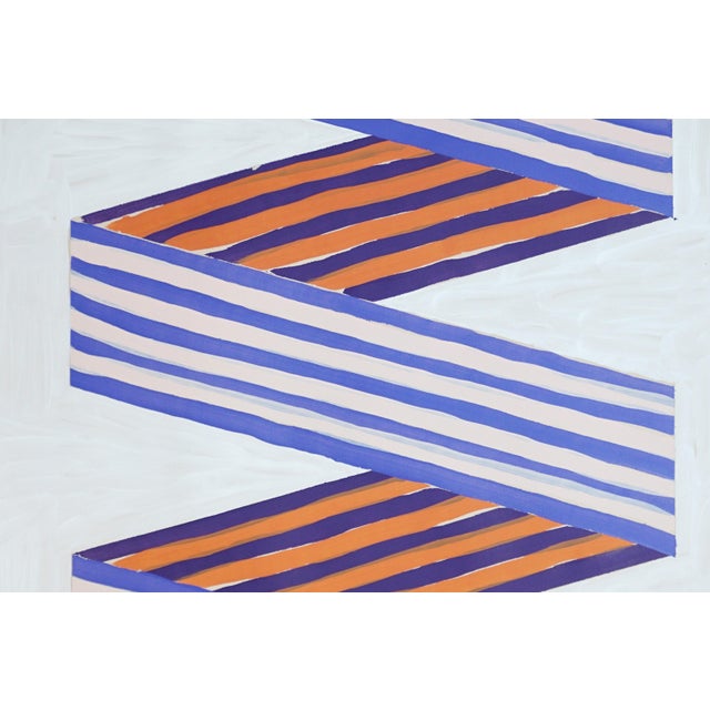 Paper 2026, Op Art Painting Diptych of Purple Ribbon, Color Field Modern Painting on Watercolor Paper For Sale - Image 7 of 10