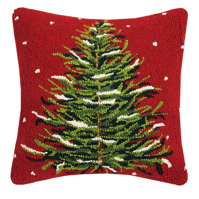 Traditional Christmas Tree Hook Pillow 16" x 16" For Sale - Image 3 of 3