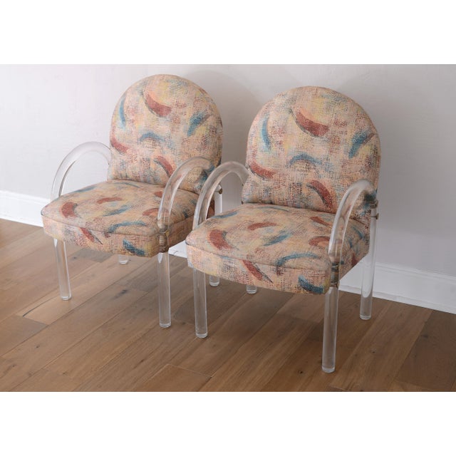 Art Deco Vintage 1970s Leon Rosen Waterfall Lucite Armchairs for Pace Collection - A Pair For Sale - Image 3 of 15