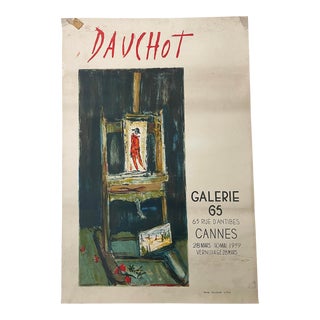 1959 Art Exhibit Poster for Gabriel Dauchot at Galerie 65, Cannes, France For Sale