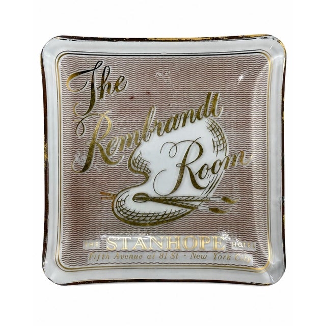 Vintage the Rembrandt Room the Stanhope Hotel Nyc Glass Ashtray New York City For Sale - Image 11 of 11