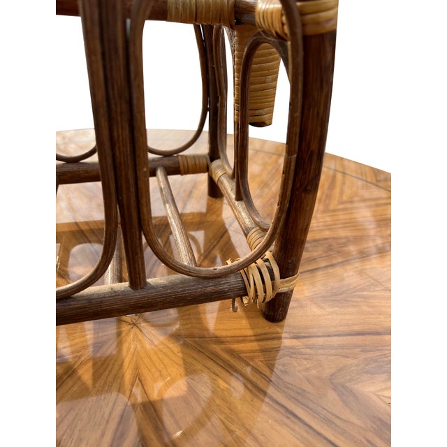 Wood Vintage Natural Bamboo Wicker Magazine Rack in Coastal Boho Chic Style For Sale - Image 7 of 7