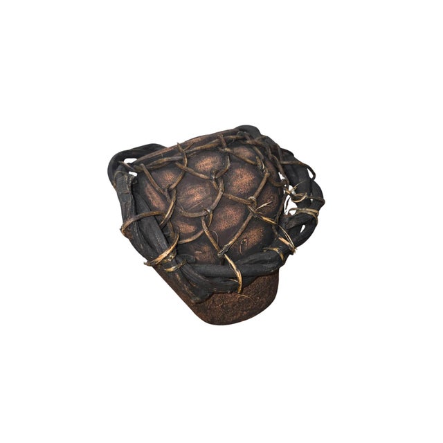 Tribal Mid 20th Century Handmade Rustic Clay Vase W/ Woven Vine Basket | Primitive Boho Decor | Unique For Sale - Image 3 of 15