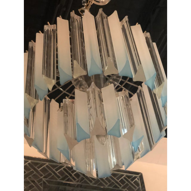 Vintage Hollywood Regency Aqua Blue Lucite Chandelier For Sale - Image 4 of 11