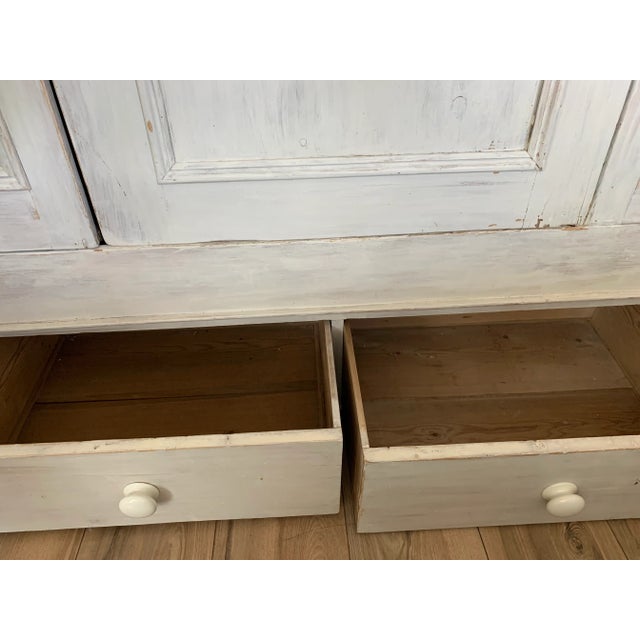 Early 19th Century Antique Whitewashed Pine Armoire Cabinet For Sale - Image 11 of 13