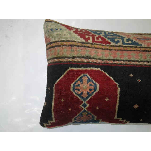 Whimsical Antique Wool Turkish Rug Khotan Inspired Lumbar Size Pillow For Sale - Image 4 of 5