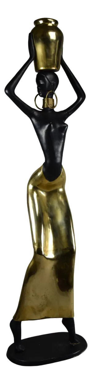 Ndebele Artist, Mid Century Modern Female Sculpture, 1970s, Brass & Copper