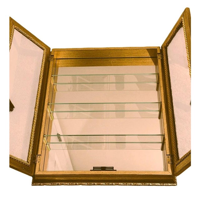 Late 20th Century Italian Horchow Creazioni Artistiche Rococo Baroque Gold Leaf Cabinet Glass Shelves For Sale - Image 5 of 5