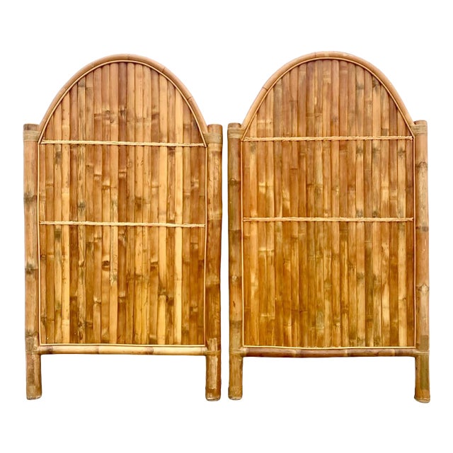 Monumental Coastal Split Bamboo Twin Headboards Chairish